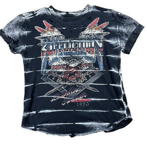 Affliction T Shirt Mens Distressed Black Graphic Live Fast Forever 1993 Tee!